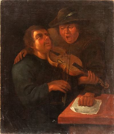 Suonatori, olio su tela