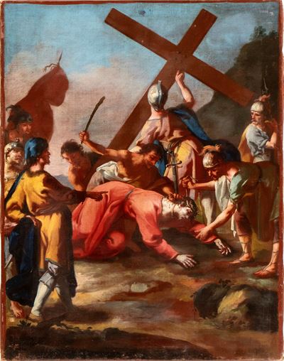 Salita al Calvario, olio su tela