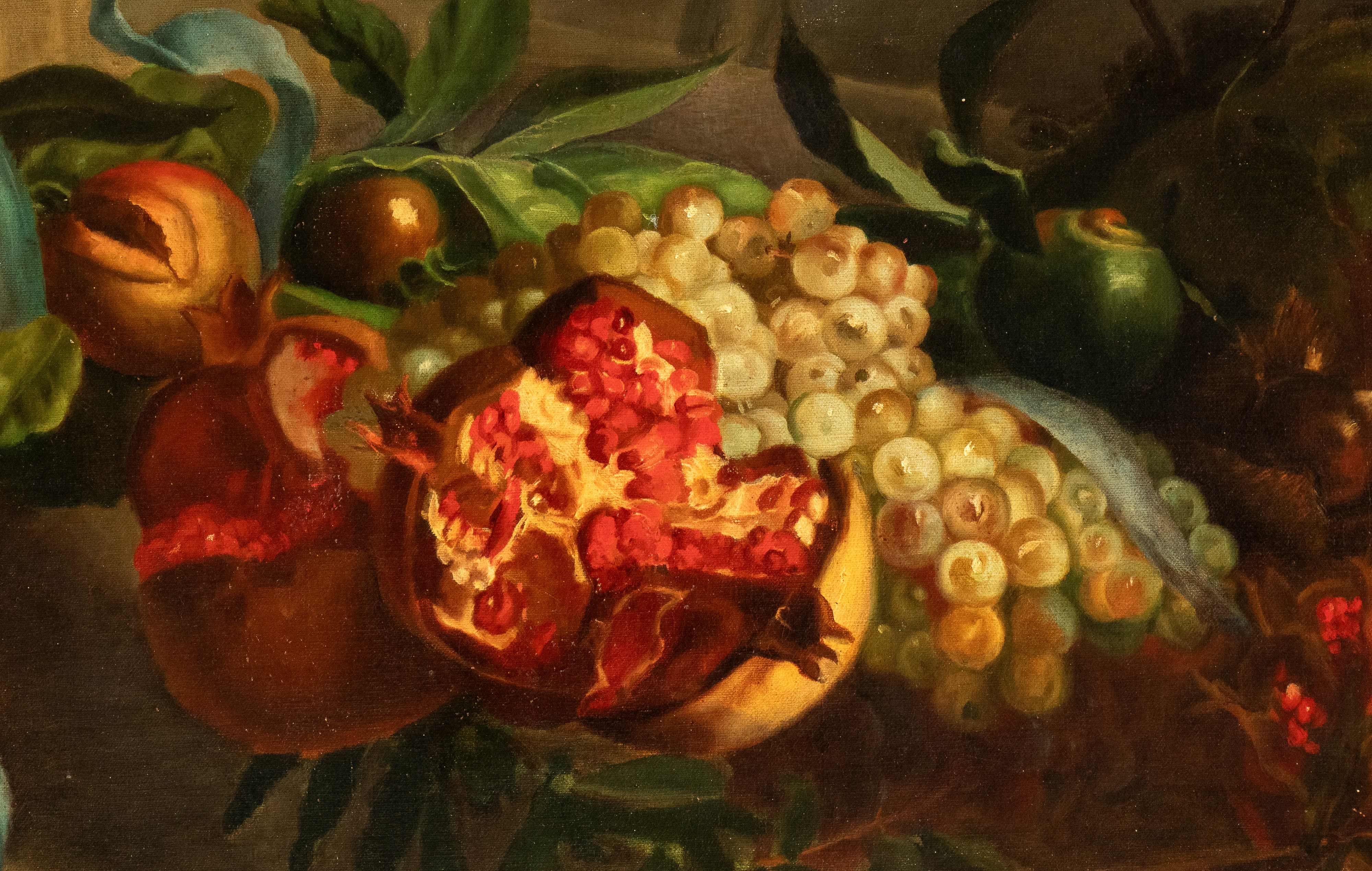 Artista Attivo a Roma, XIX Secolo - Natura morta con festone di frutta, olio su tela