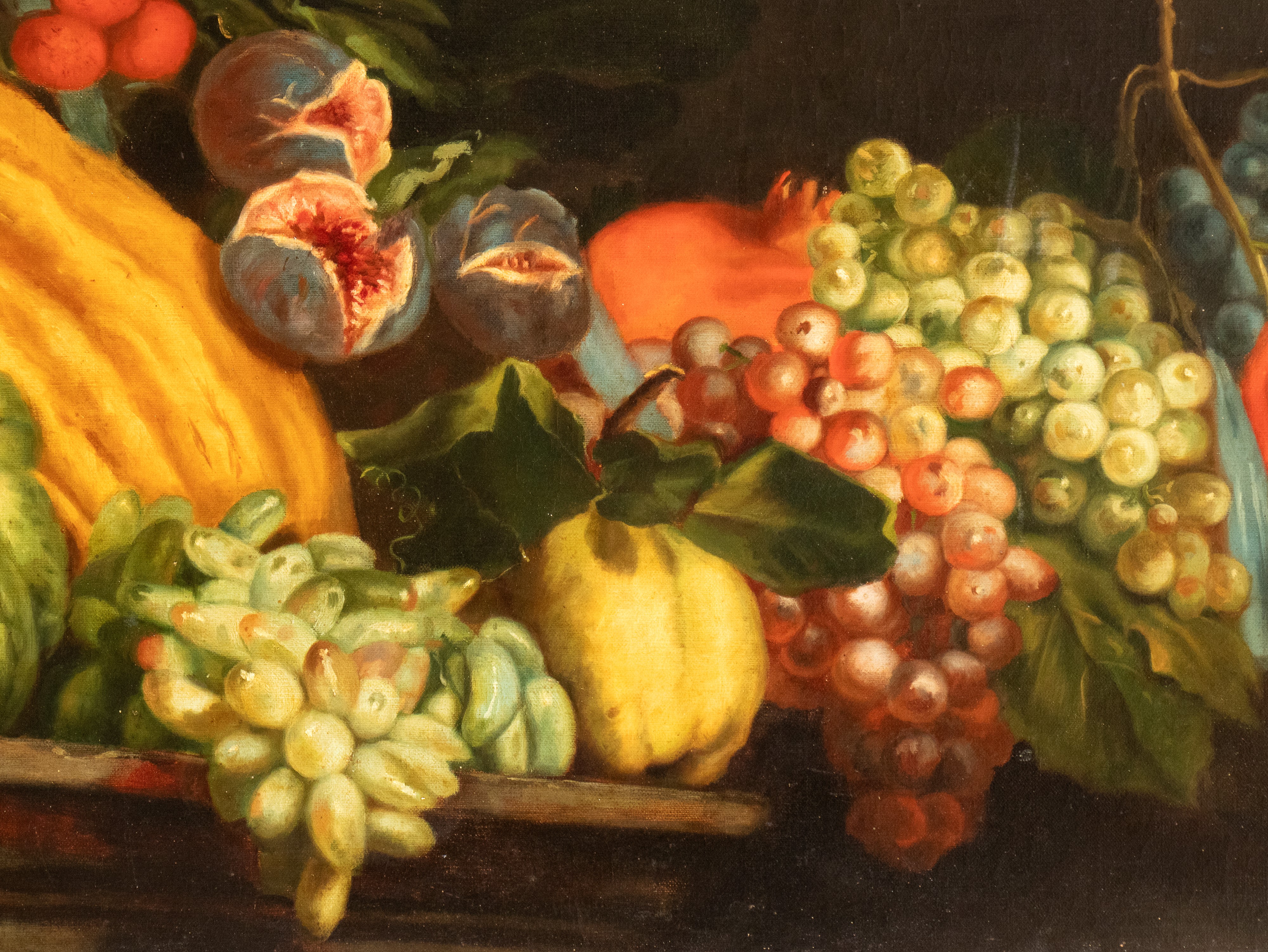 Artista Attivo a Roma, XIX Secolo - Natura morta con festone di frutta, olio su tela