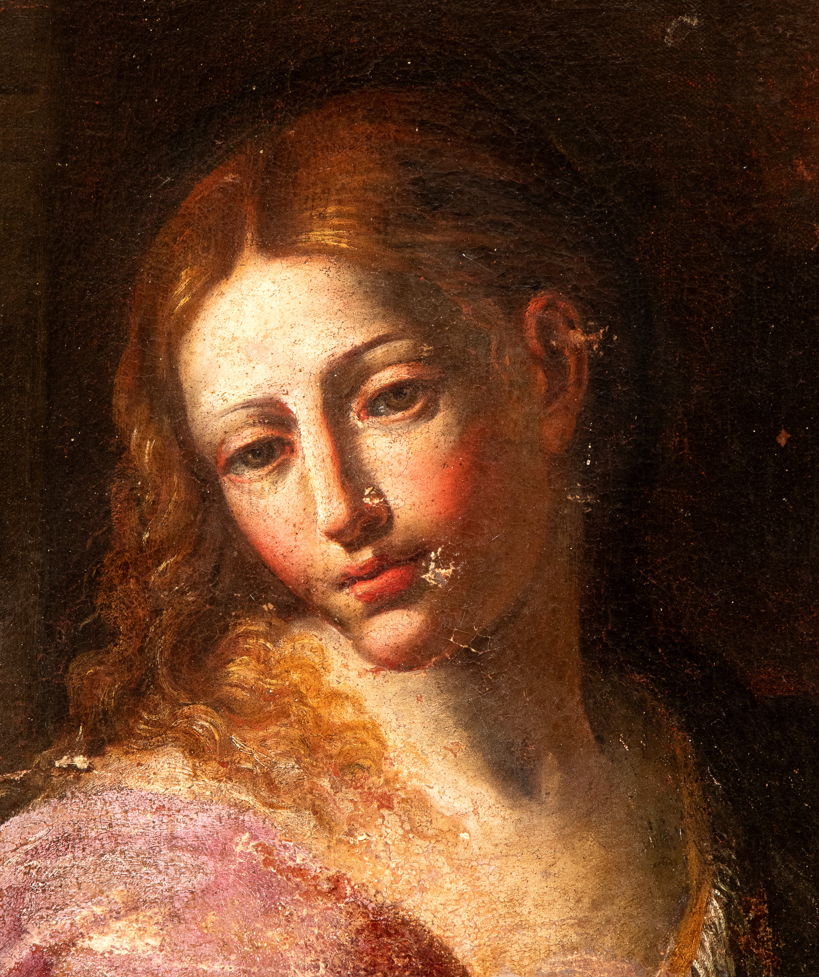 Figura femminile con cesto di frutta e paggio al seguito