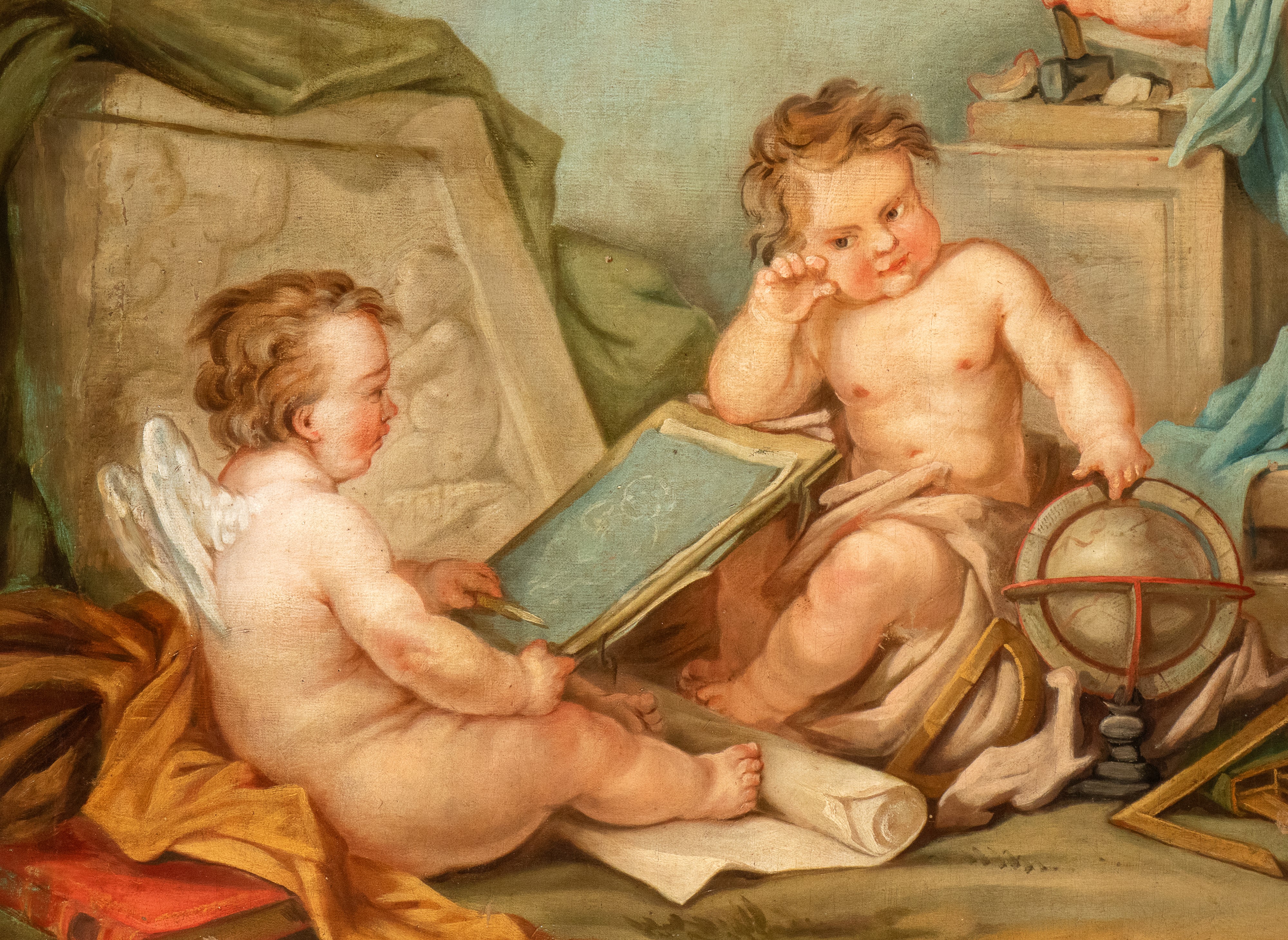 Artista Francese, XVIII Secolo - Allegoria delle Arti, olio su tela