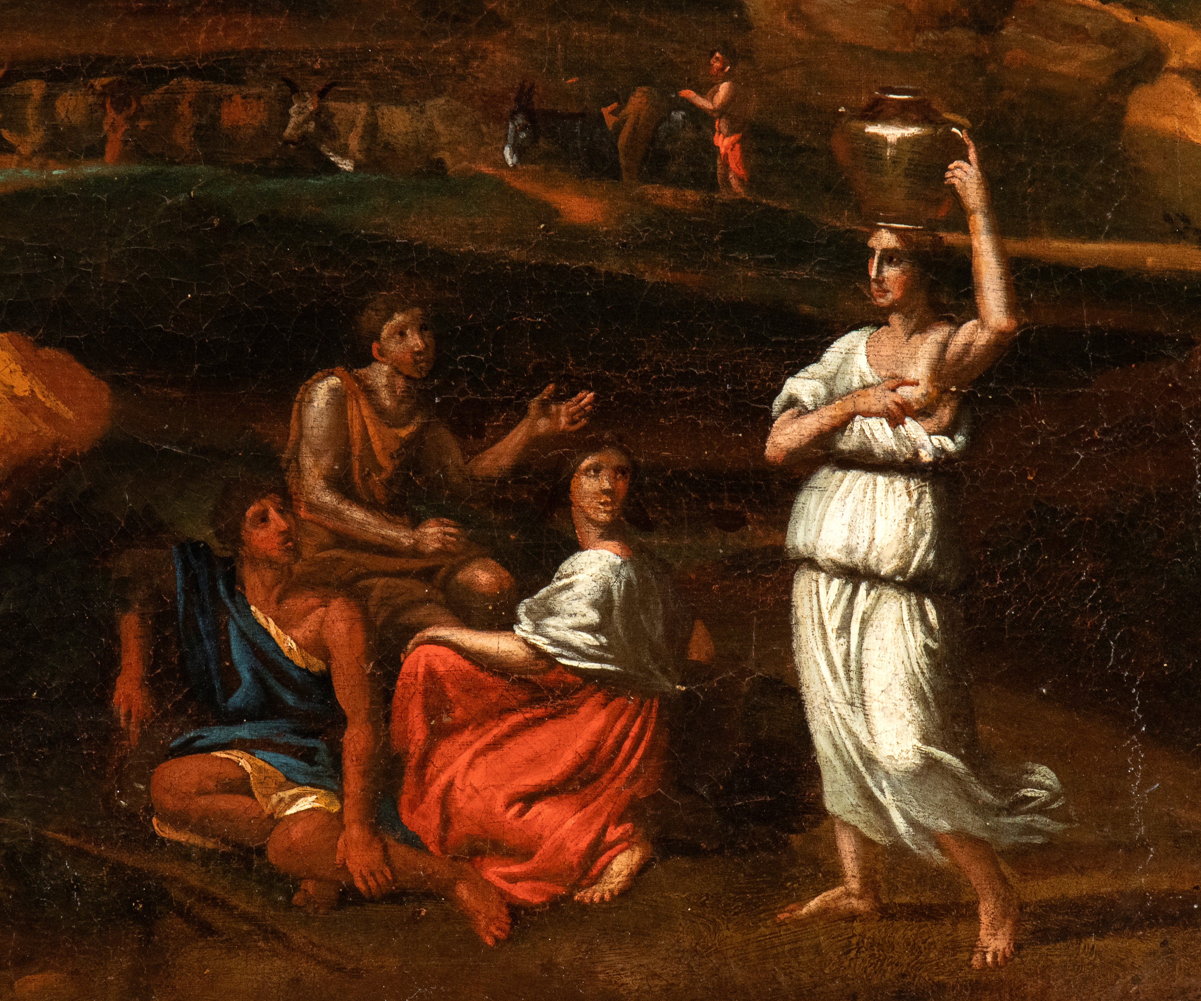 Nicolas Poussin - Paesaggio con figure, corso d’acqua e castello sullo sfondo