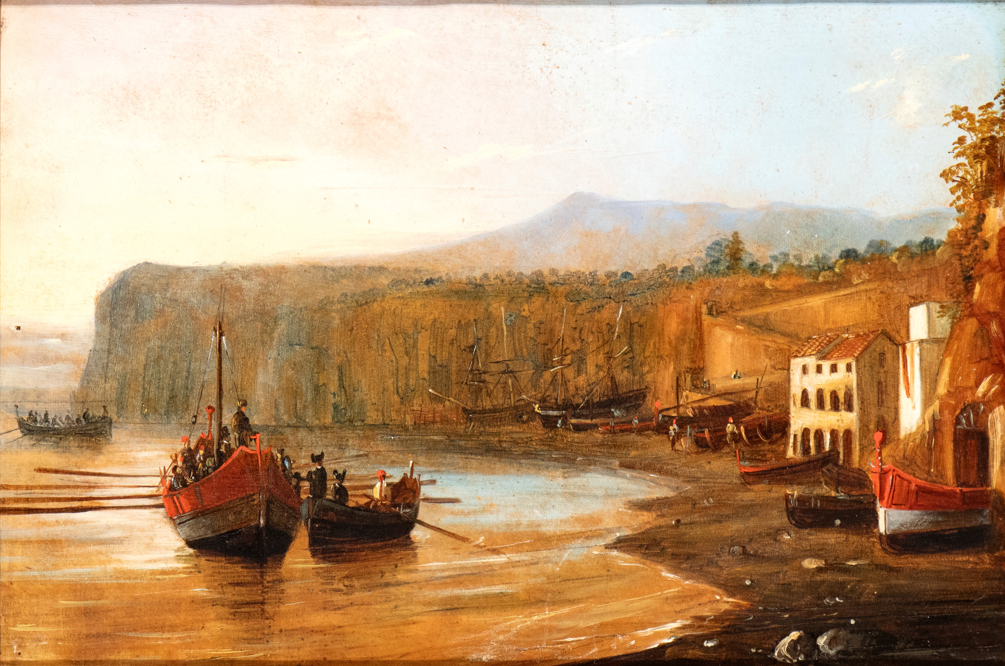 Giacinto Gigante - Coppia di vedute della costiera sorrentina (imbarcazioni e approdo)