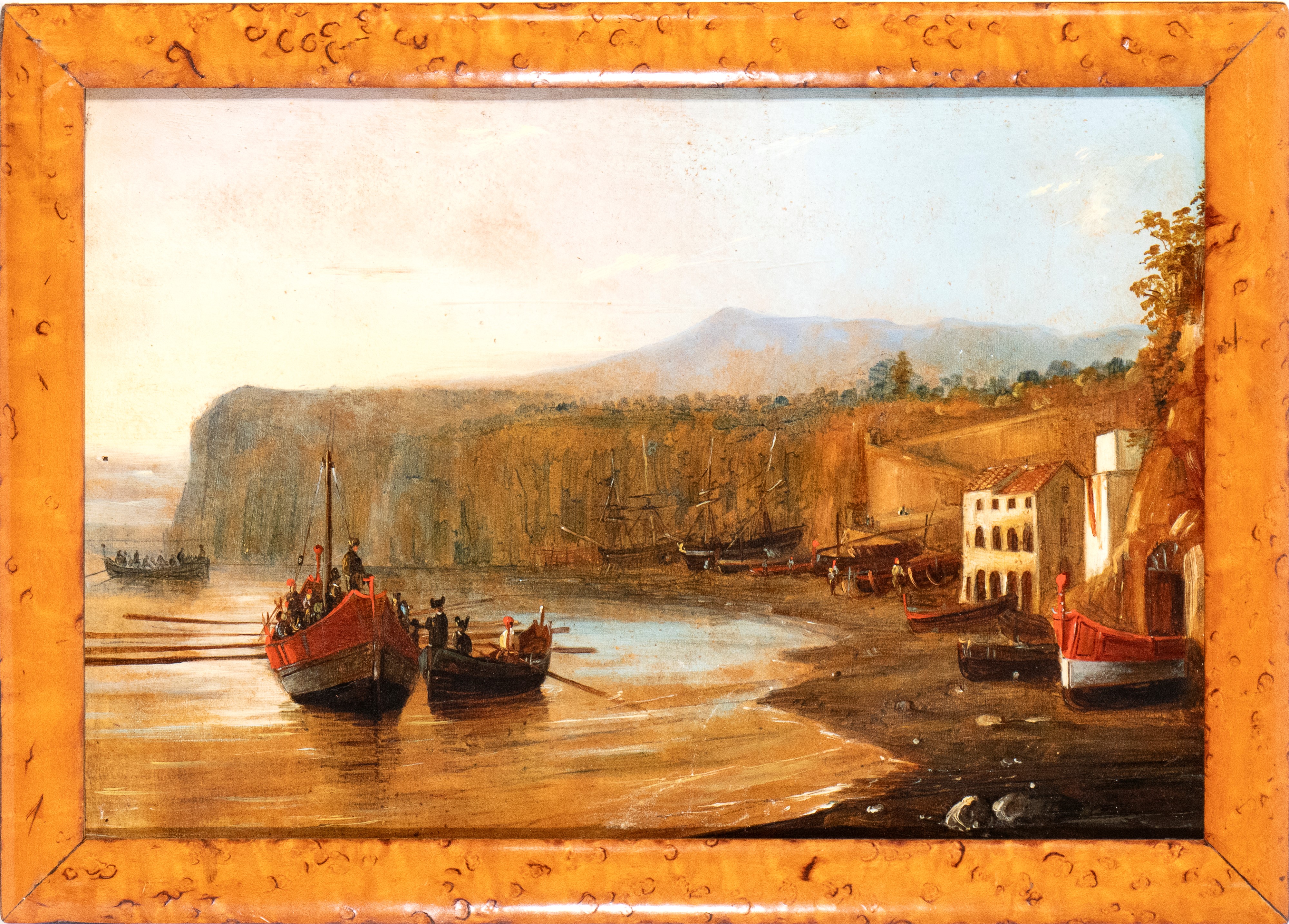 Giacinto Gigante - Coppia di vedute della costiera sorrentina (imbarcazioni e approdo)