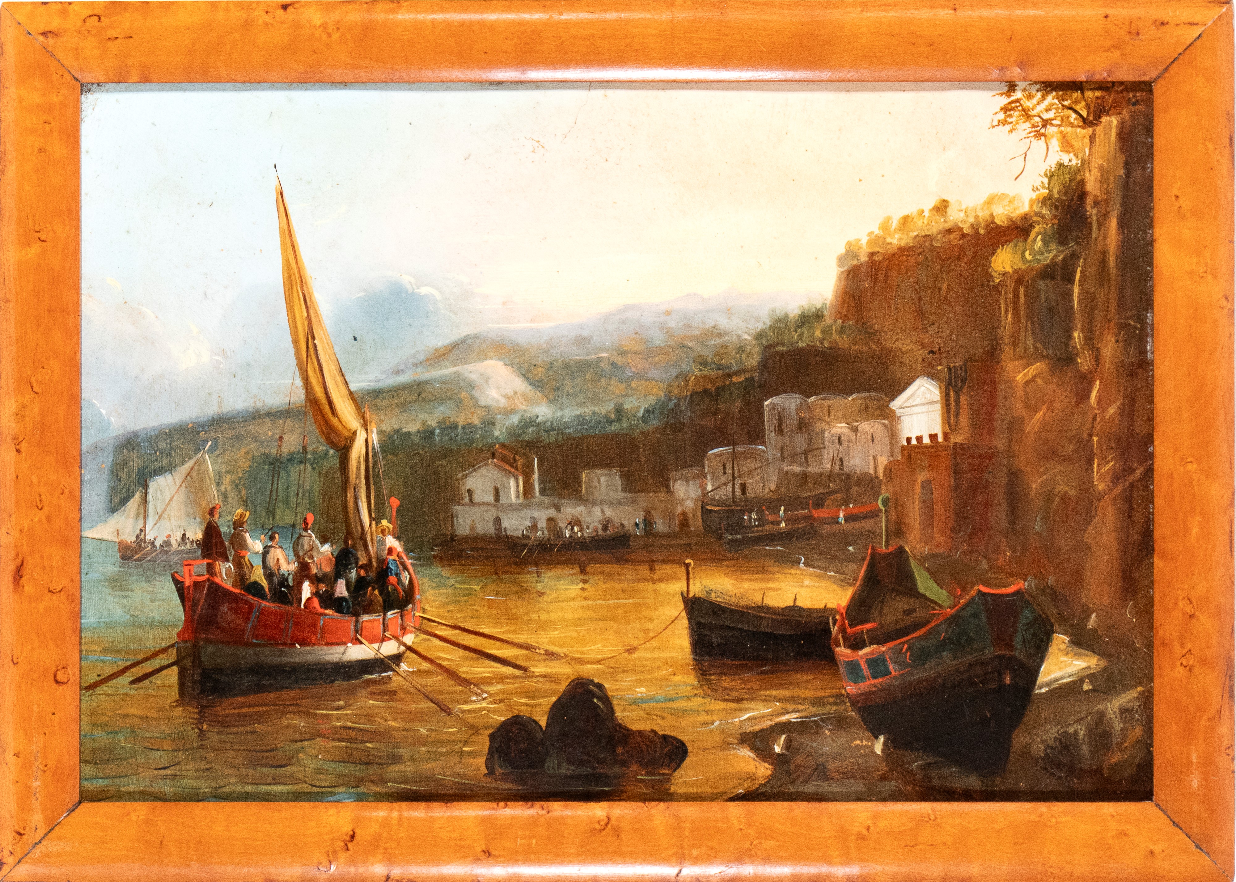 Giacinto Gigante - Coppia di vedute della costiera sorrentina (imbarcazioni e approdo)