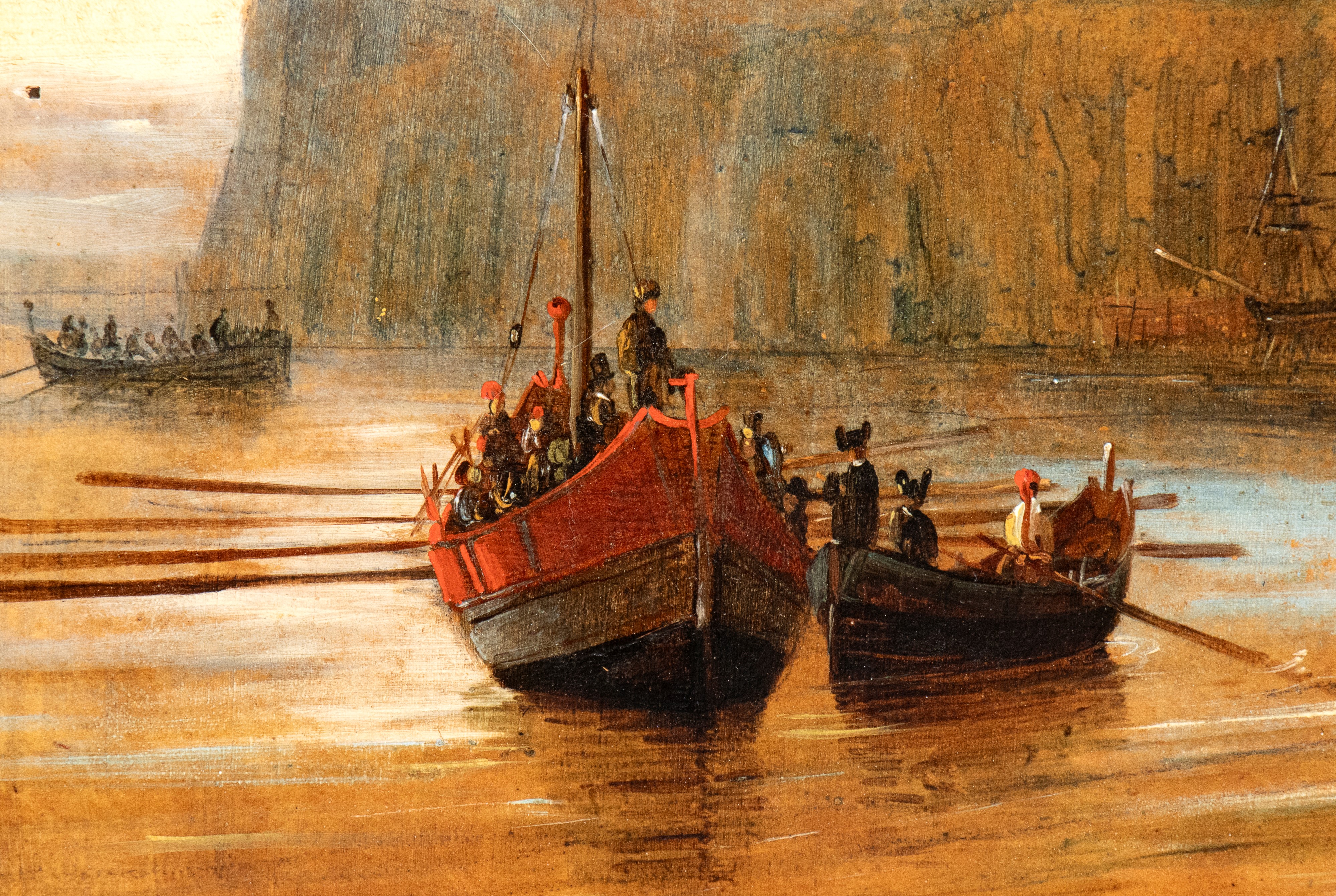 Giacinto Gigante - Coppia di vedute della costiera sorrentina (imbarcazioni e approdo)