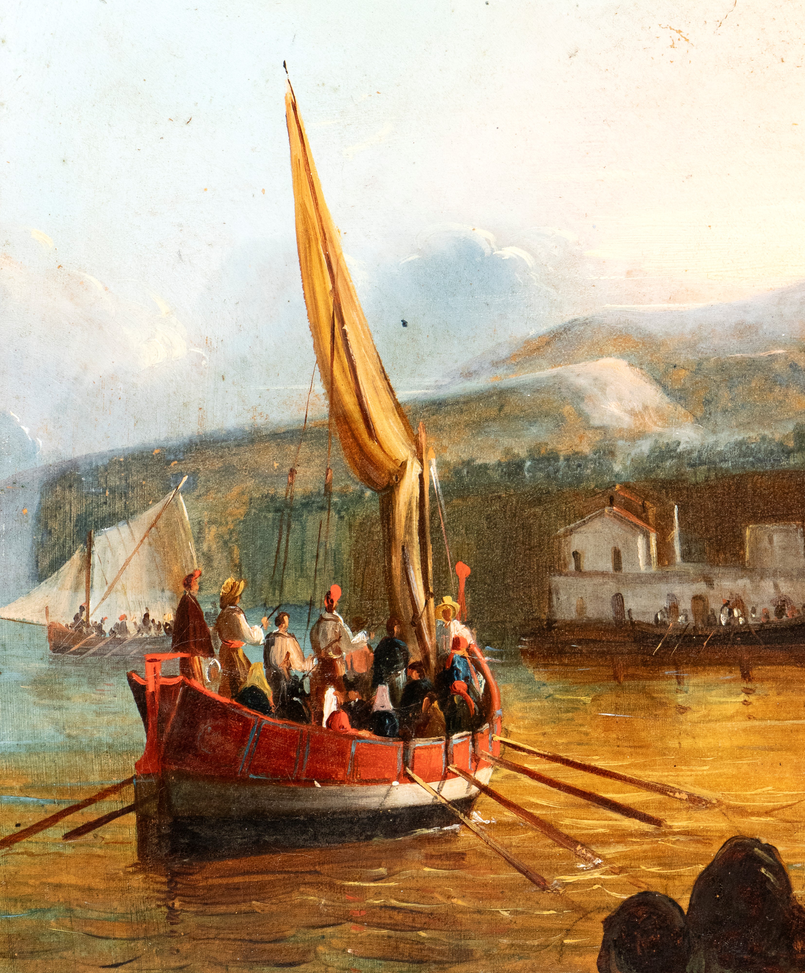 Giacinto Gigante - Coppia di vedute della costiera sorrentina (imbarcazioni e approdo)