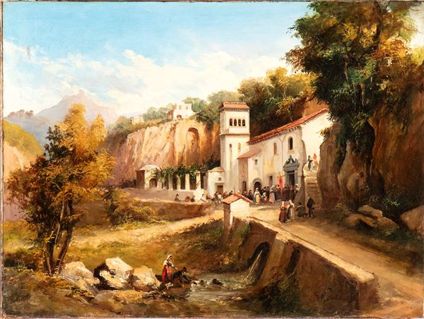 Paesaggio con il santuario dell'Avvocatella a Cava dei Tirreni