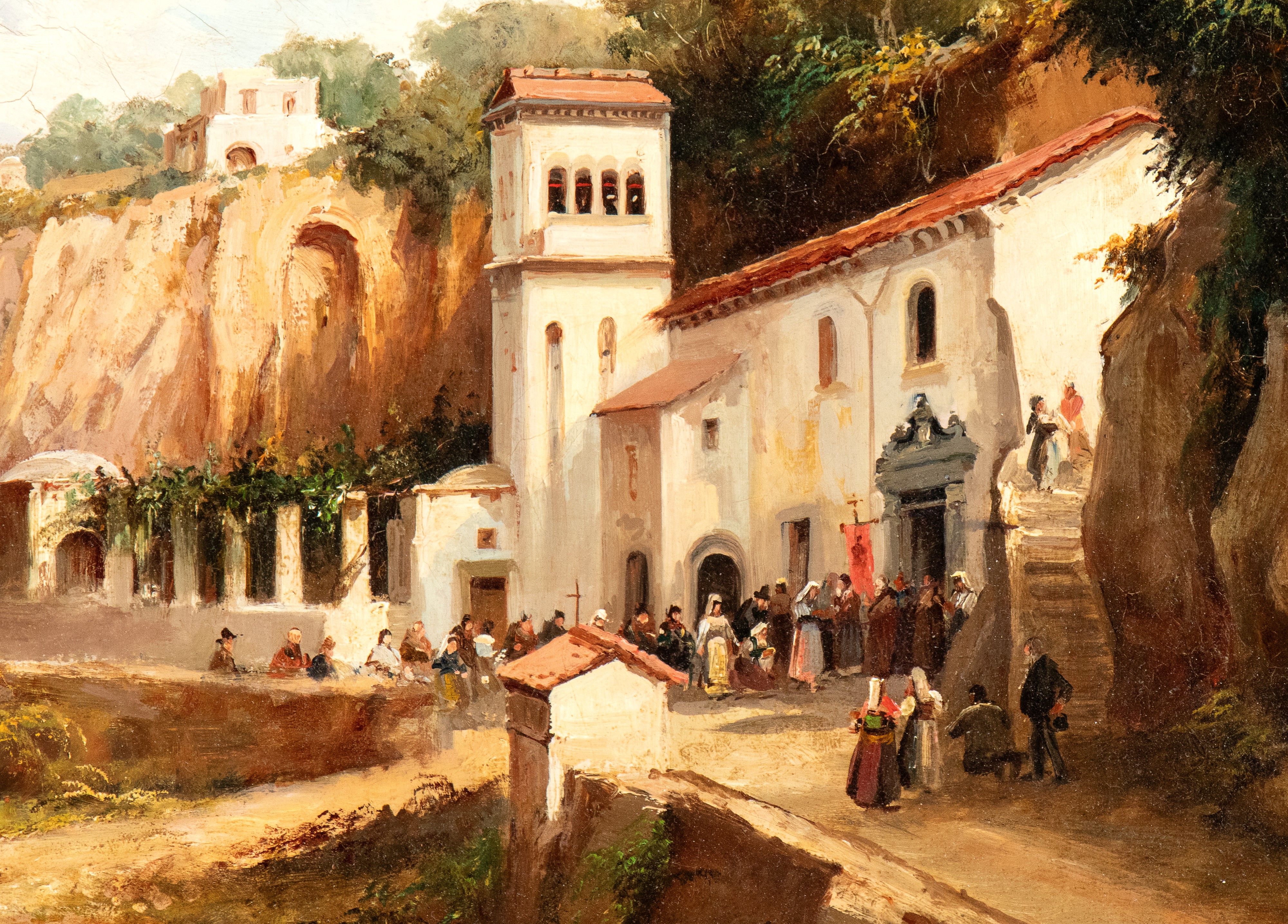 Giacinto Gigante - Paesaggio con il santuario dell'Avvocatella a Cava dei Tirreni, olio su tela