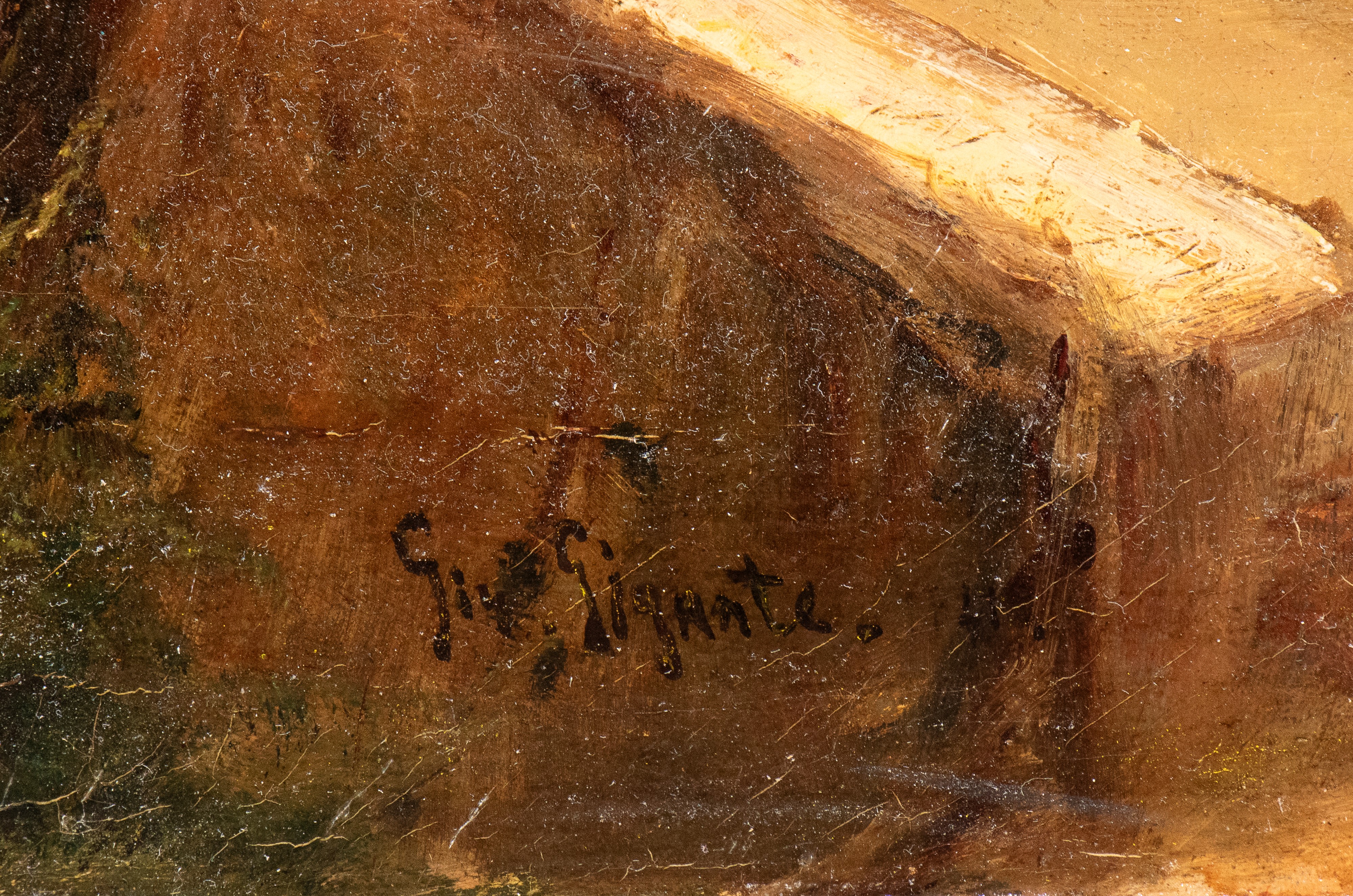 Giacinto Gigante - Paesaggio con il santuario dell'Avvocatella a Cava dei Tirreni, olio su tela