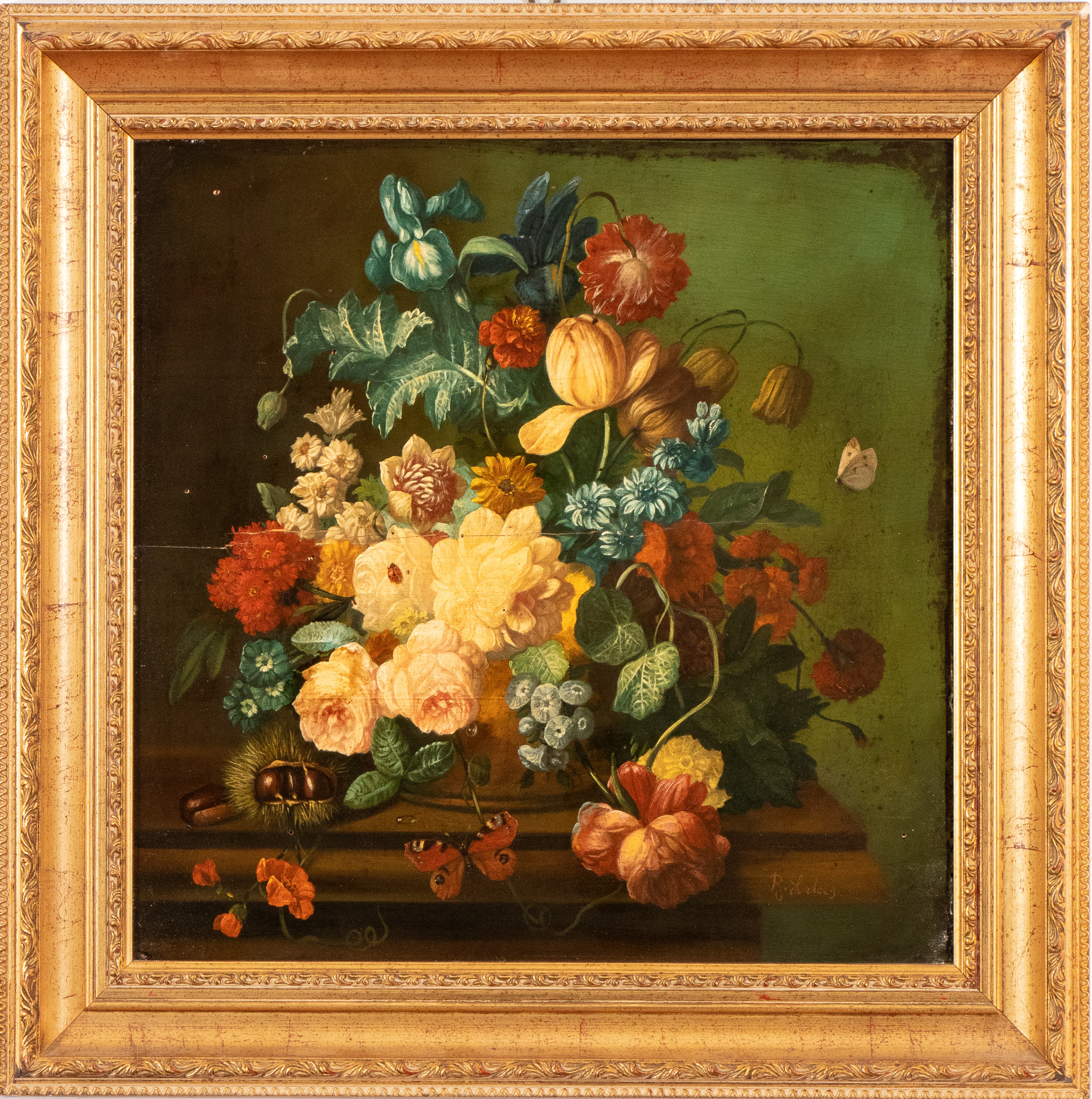 Artista Fiammingo, XVIII Secolo - Natura morta di fiori in un vaso, olio su tavola
