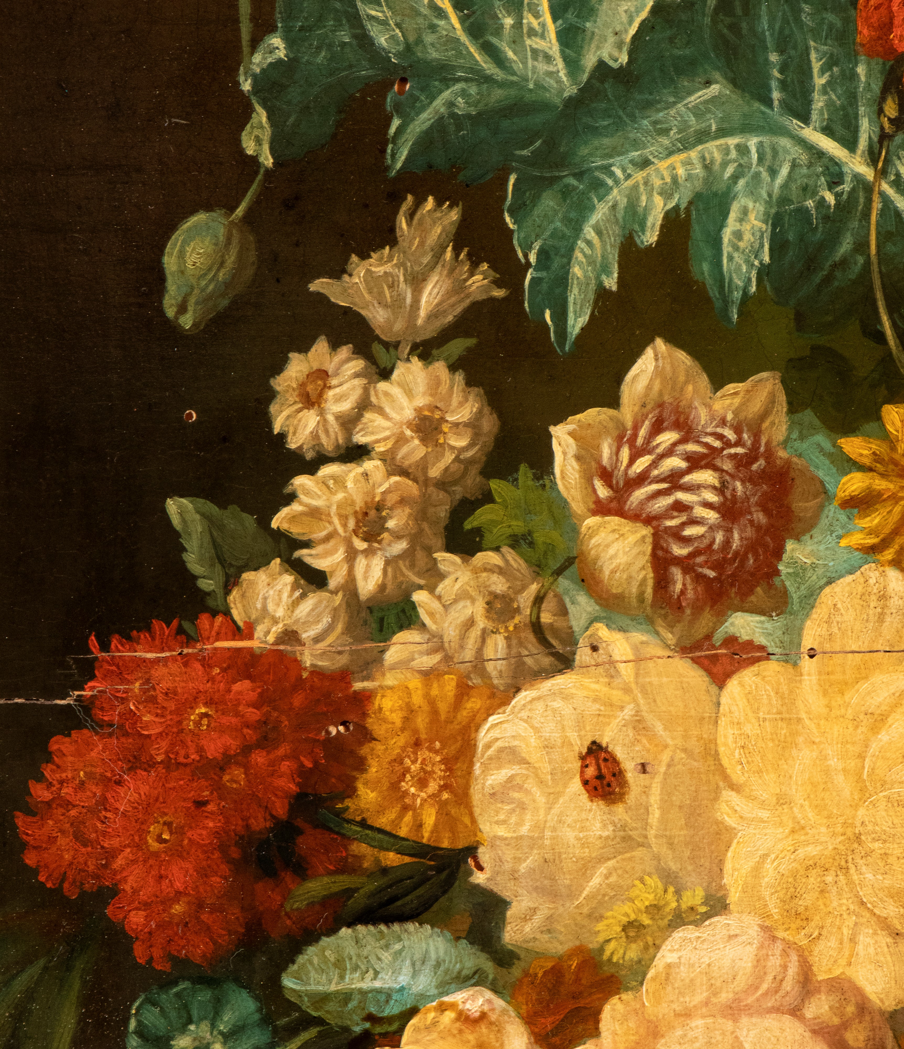 Artista Fiammingo, XVIII Secolo - Natura morta di fiori in un vaso, olio su tavola
