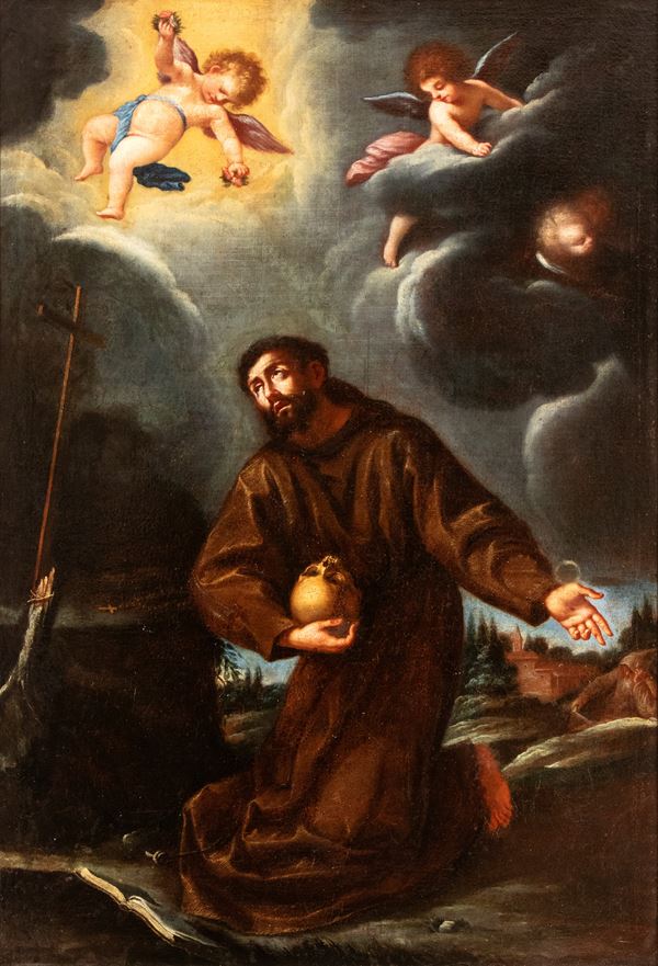 Artista emiliano, XVII secolo - Saint Francis in Ecstasy