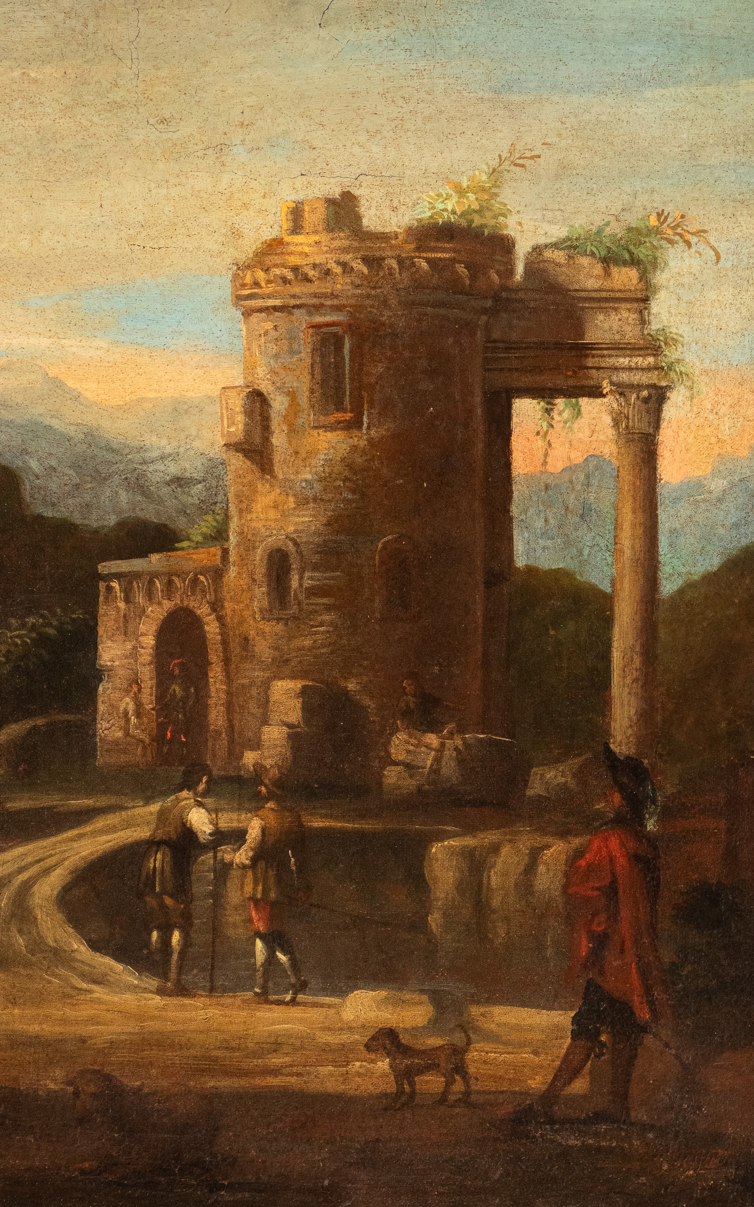 Capriccio con portico, ruderi e figure