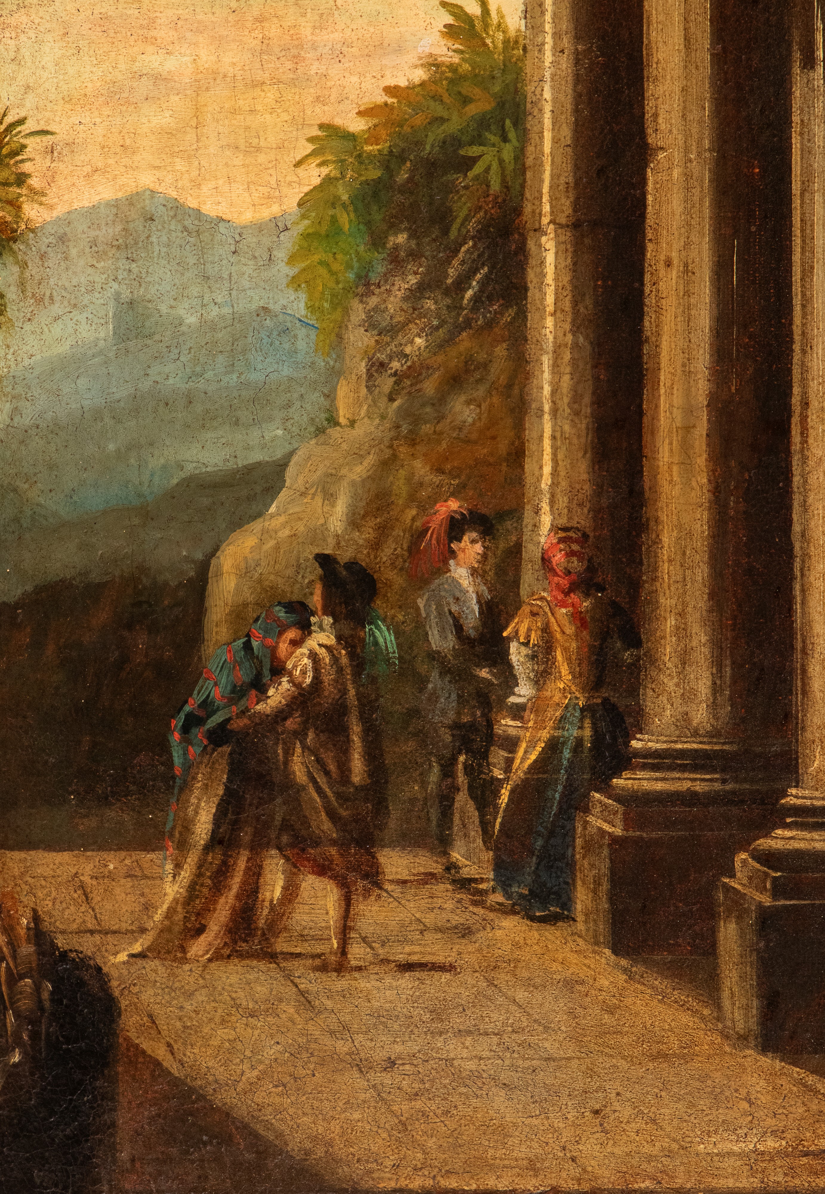 Capriccio con portico, ruderi e figure