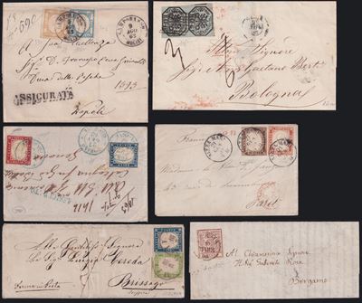 A.S.I., Insieme di 12 oggetti postali (francobolli e cartoline)