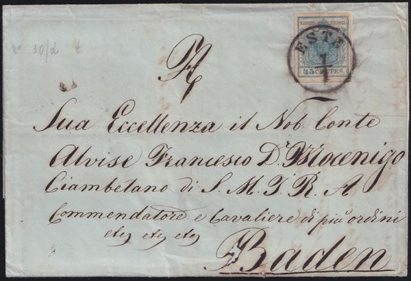Veneto - Postal History, 45 cents for Baden