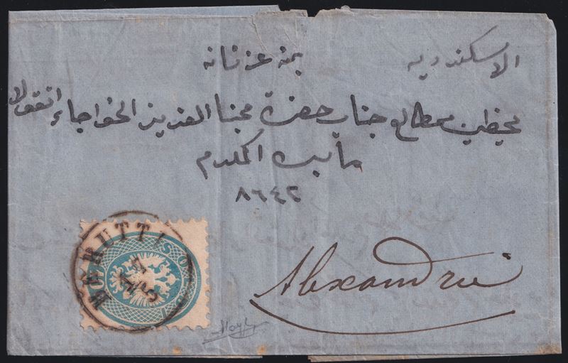 Raybaudi, Levante austriaco – 10 centesimi da Beirut (10s, n.44), affrancatura su lettera