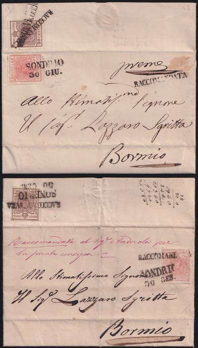 Collezione epistolare veneta, Due raccomandate da Sondrio (1850 circa)