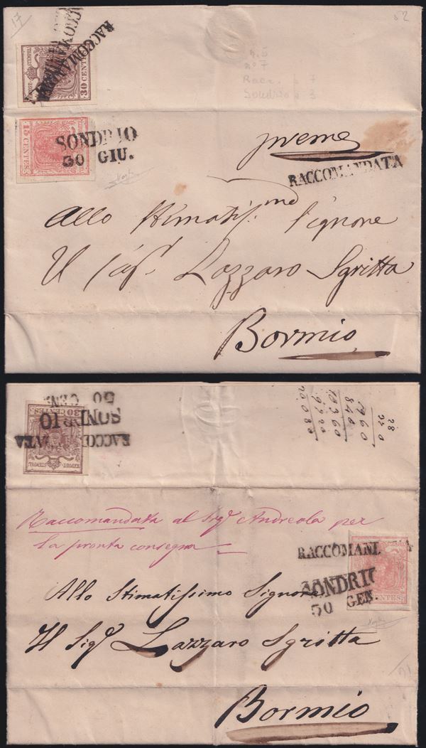 Veneto - Two registered letters from Sondrio