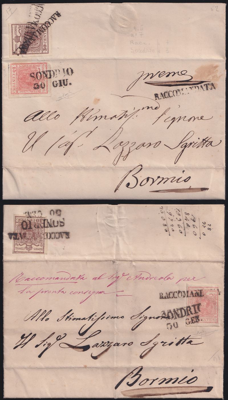 Collezione epistolare veneta, Due raccomandate da Sondrio (1850 circa)