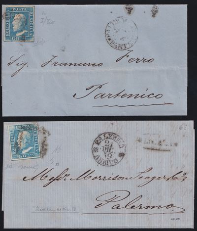 Italia, Sicilia (1859), Storia postale: due lettere plurifirmate