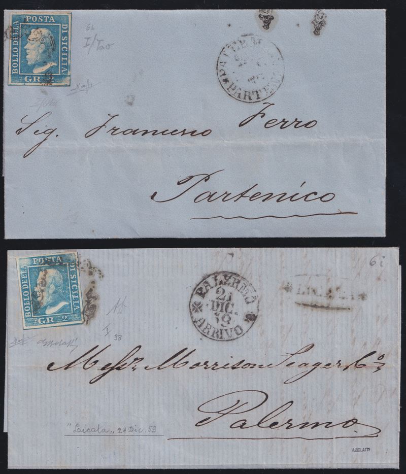 Italia, Sicilia (1859), Storia postale: due lettere plurifirmate