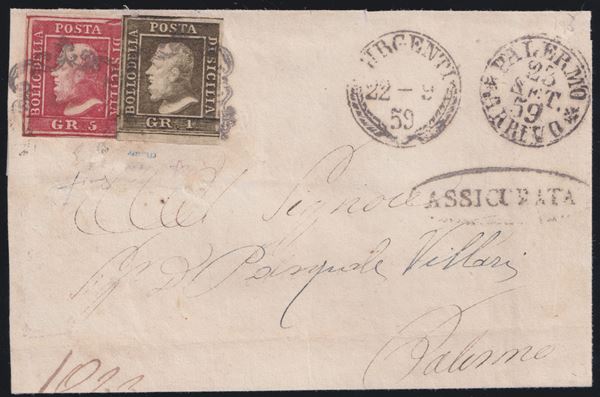 Sicily - Postal History, insured from Girgenti to Palermo