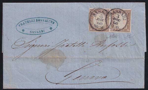 Sardinia - Postal History, 14B in pairs
