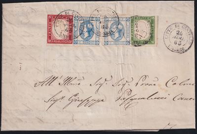 Sassonia? (non indicato) — Regno, Affrancatura mista con Sardegna IV emissione (26 agosto 1863)