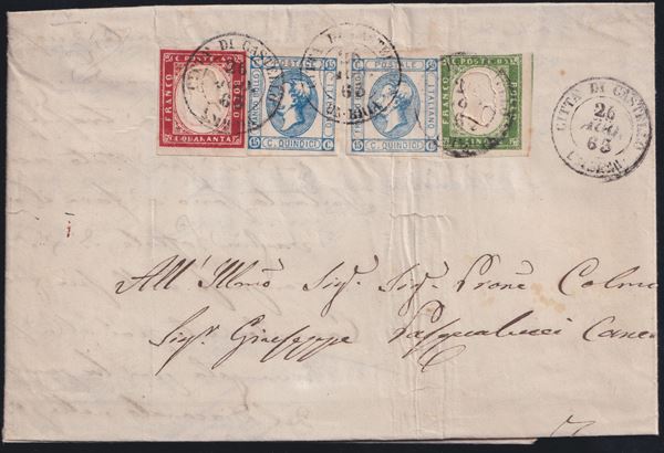 Regno - Affrancatura mista con Sardegna IV emissione.  - Asta FRANCOBOLLI E STORIA POSTALE - Bertolami Fine Art - Casa d'Aste
