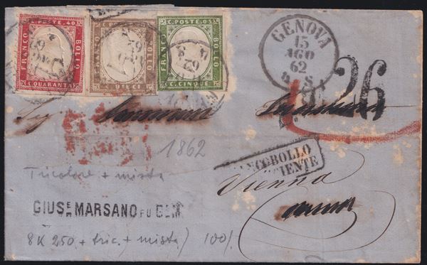 Sardinia - Postal History, tricolour for Vienna.