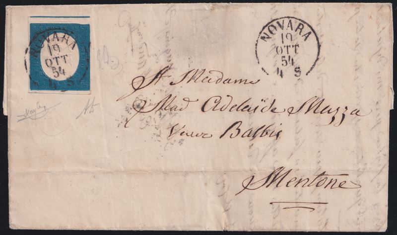 Emilio Diena, Alberto Diena e Raybaudi, Sardegna – III emissione, n. 8 su lettera (20 cent., 19.1...