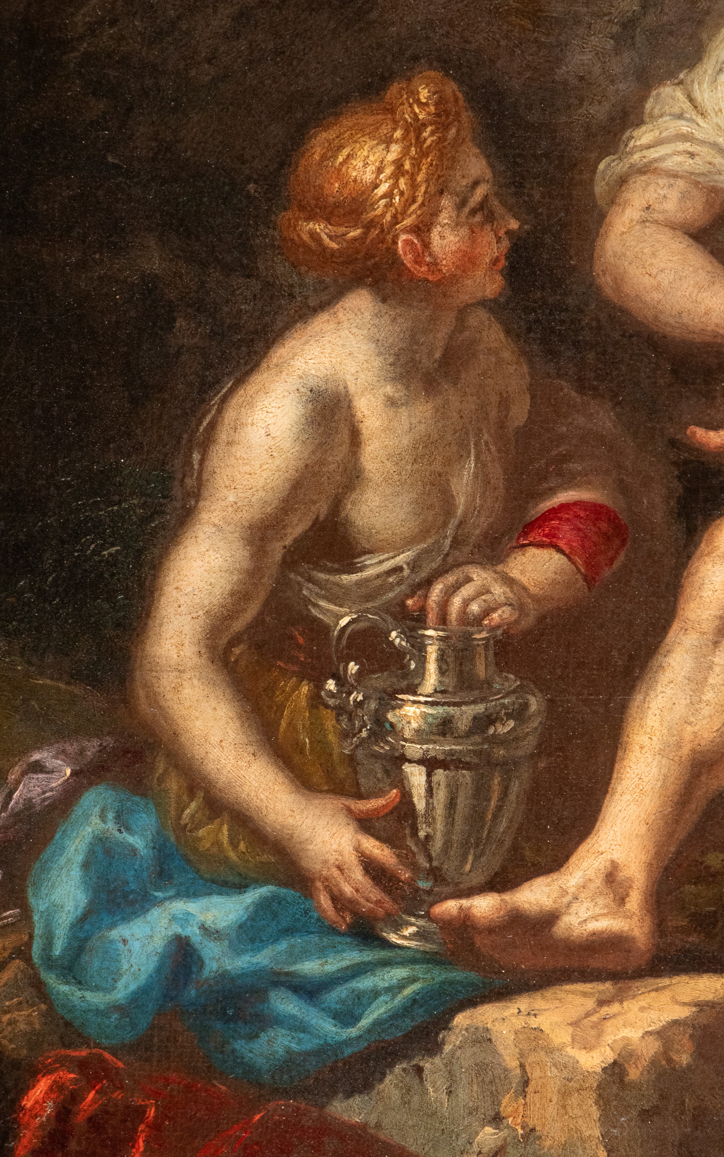 Artista Napoletano, XVII - XVIII Secolo - Olio su tela con cornice, Lot e le figlie
