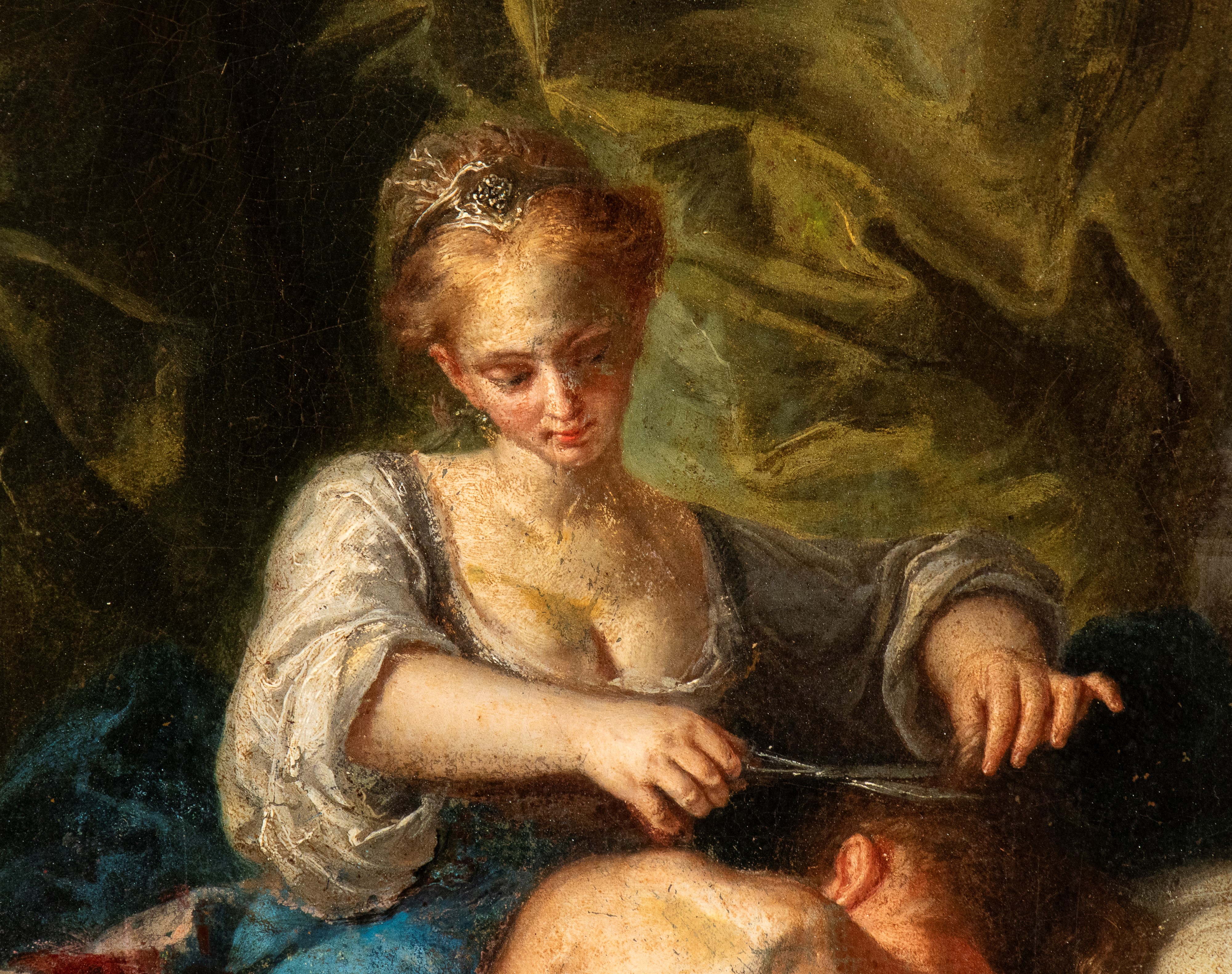 Artista Napoletano, XVII - XVIII Secolo - Sansone e Dalila, olio su tela