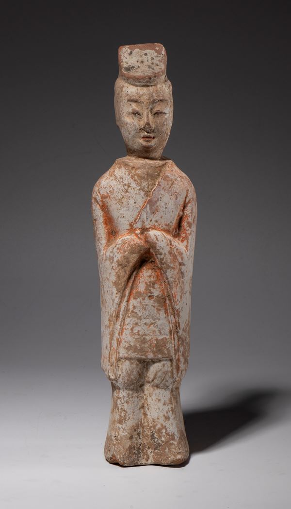 Tang-style polychrome terracotta figurine. China, 20th century.