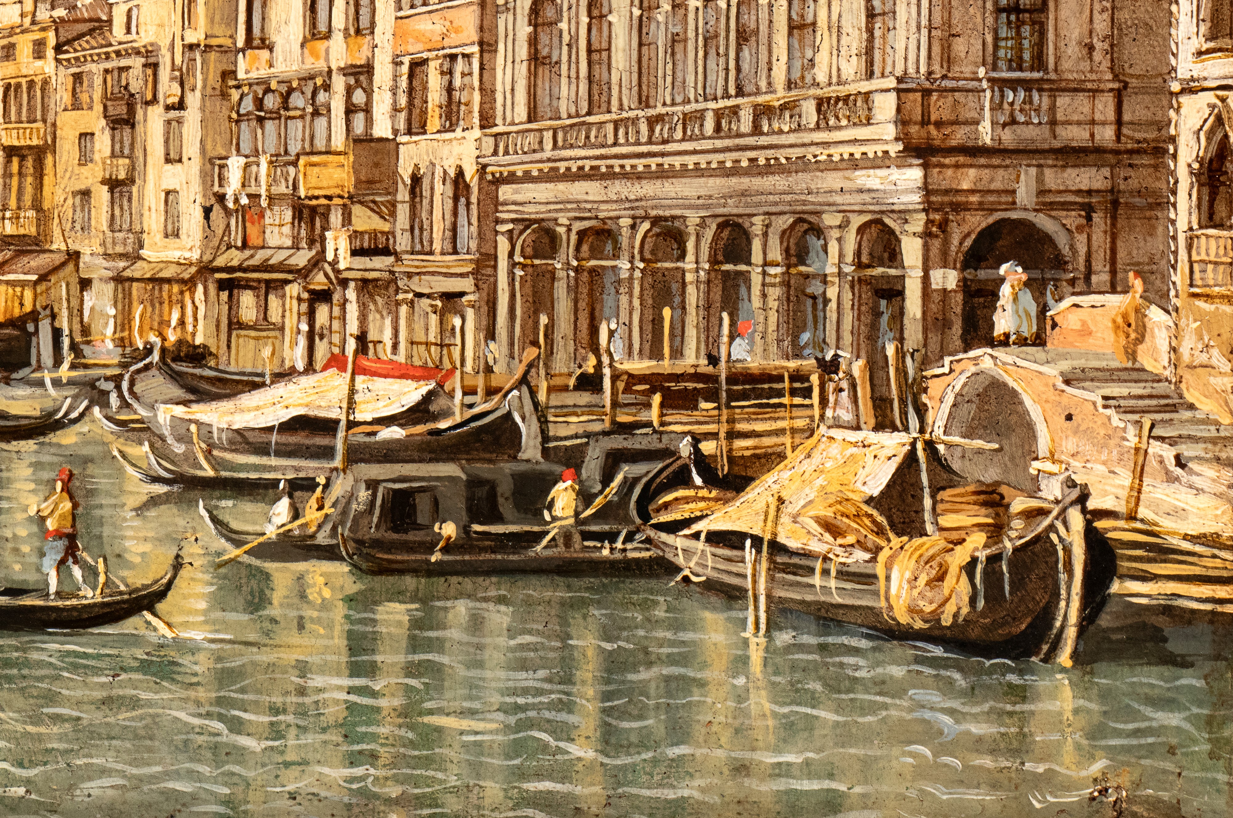 Artista Attivo a Venezia, XIX Secolo - Veduta del Ponte di Rialto, olio su tela