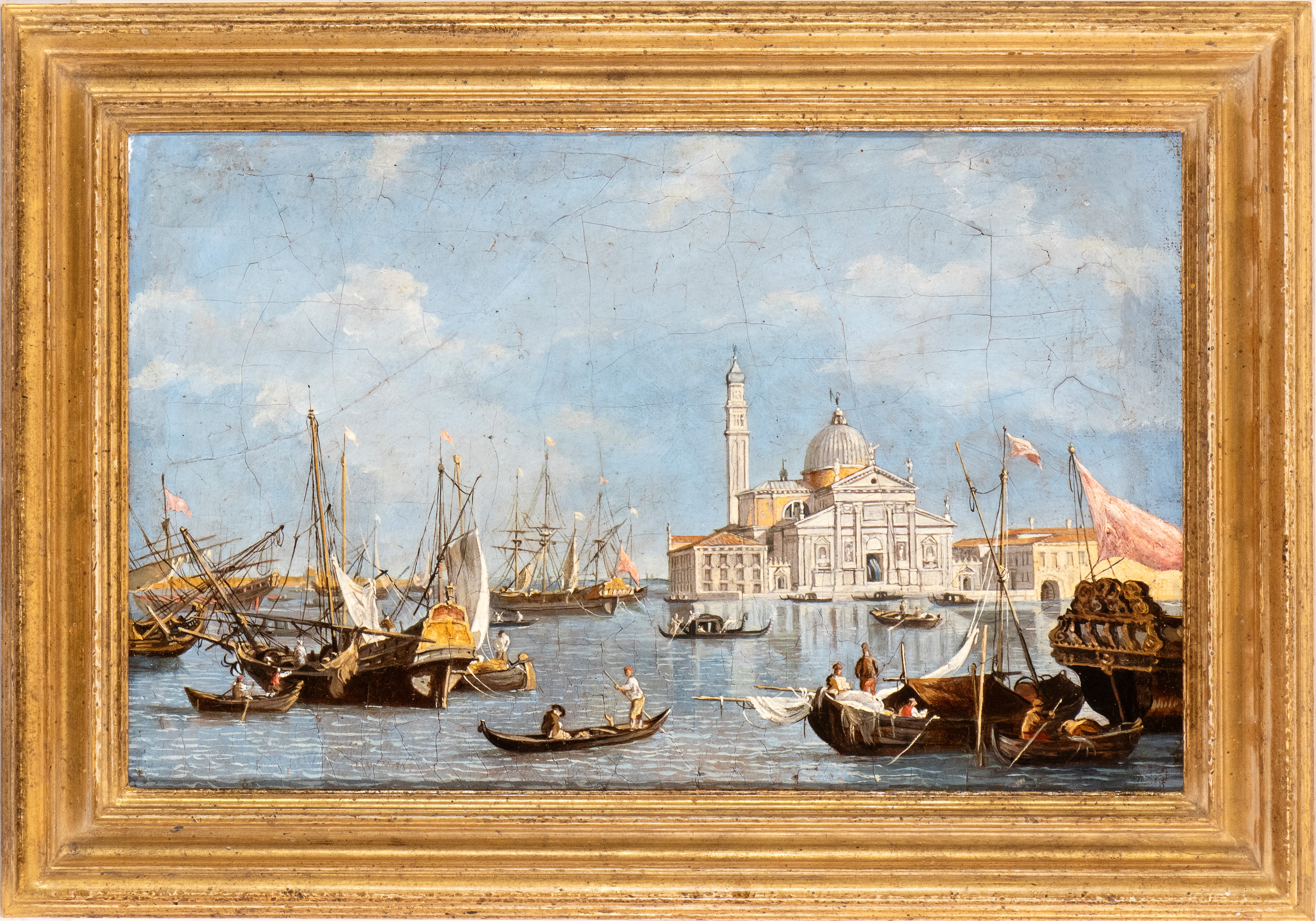 Artista Attivo a Venezia, XIX Secolo - Veduta di San Giorgio Maggiore dal bacino di San Marco, ol...