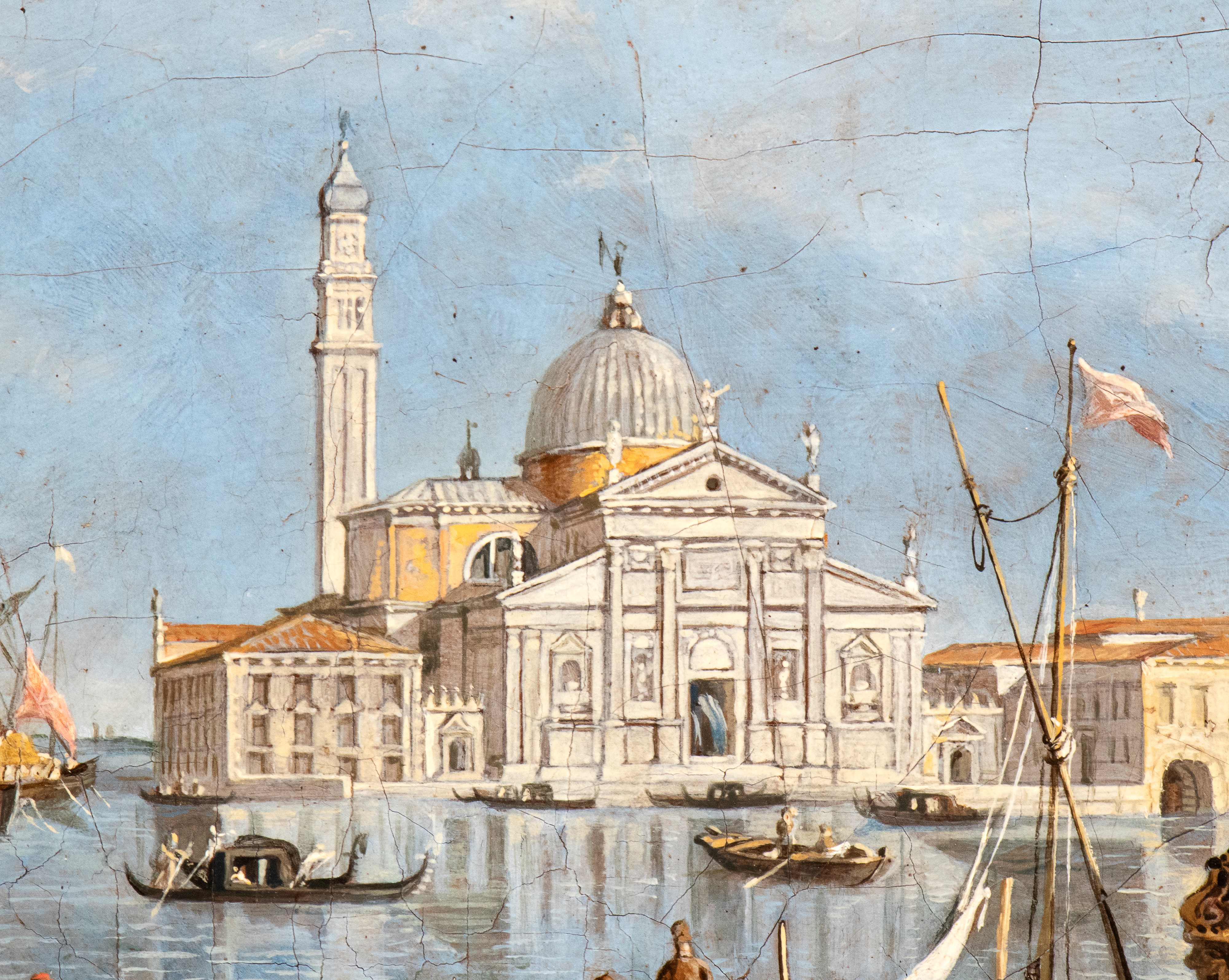 Artista Attivo a Venezia, XIX Secolo - Veduta di San Giorgio Maggiore dal bacino di San Marco, ol...