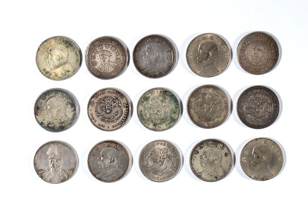 Lot of fifteen silver coins. China, Republic, 1912-1949.