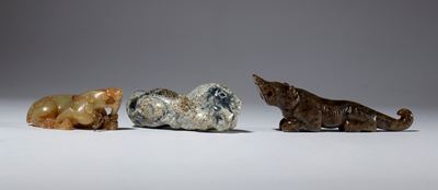 Lotto di tre figure di animali, giada, Cina, inizio XX secolo
