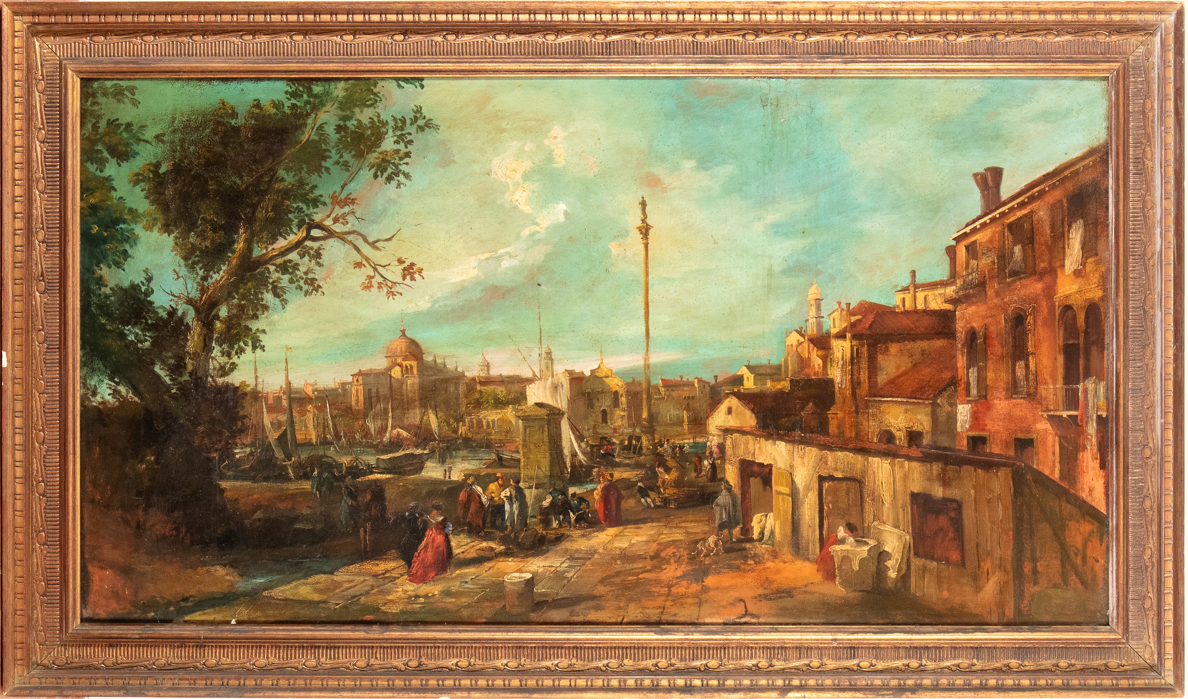 Artista Attivo in Italia, XIX Secolo - Veduta di fantasia di Venezia con la colonna di San Teodor...