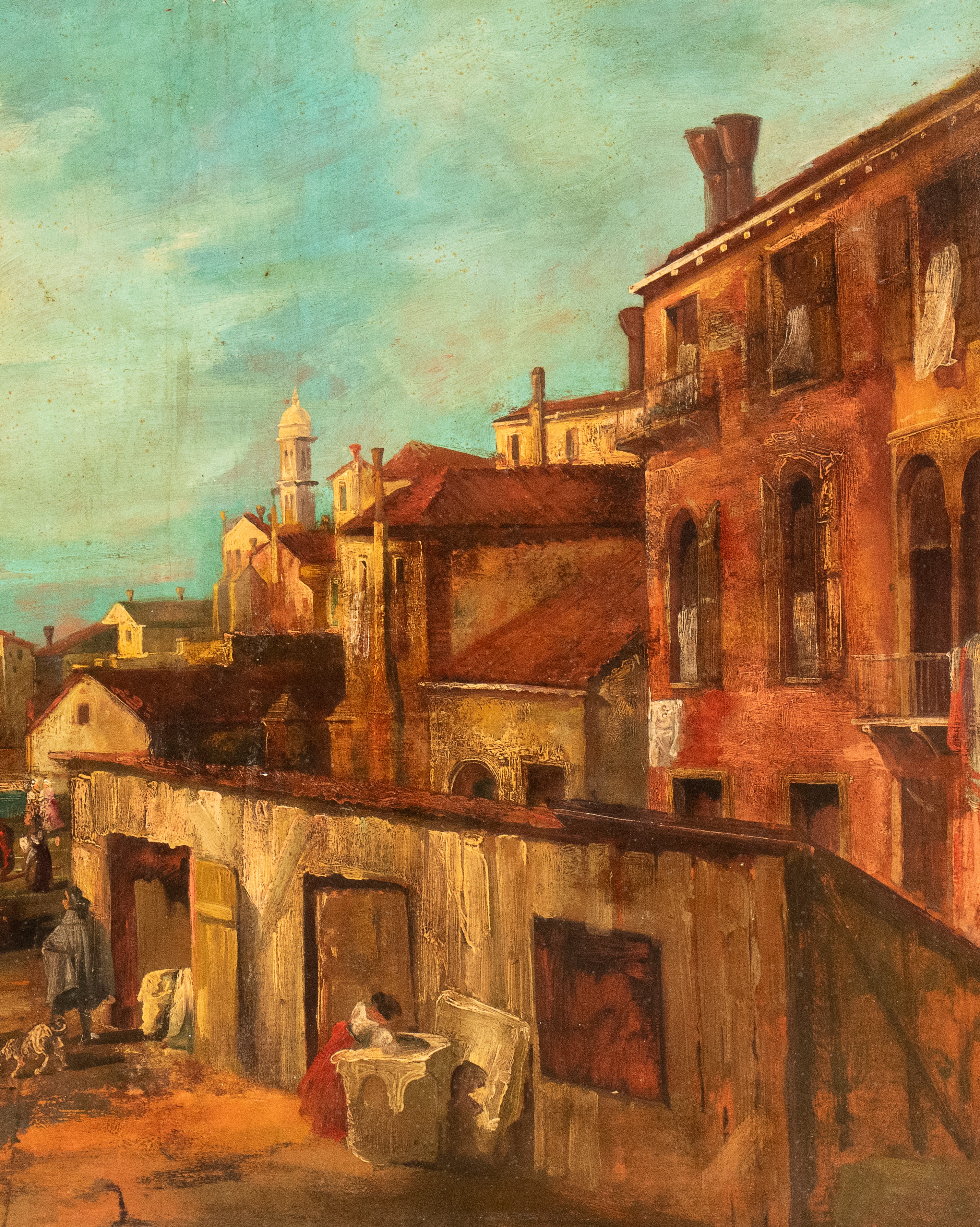 Artista Attivo in Italia, XIX Secolo - Veduta di fantasia di Venezia con la colonna di San Teodor...