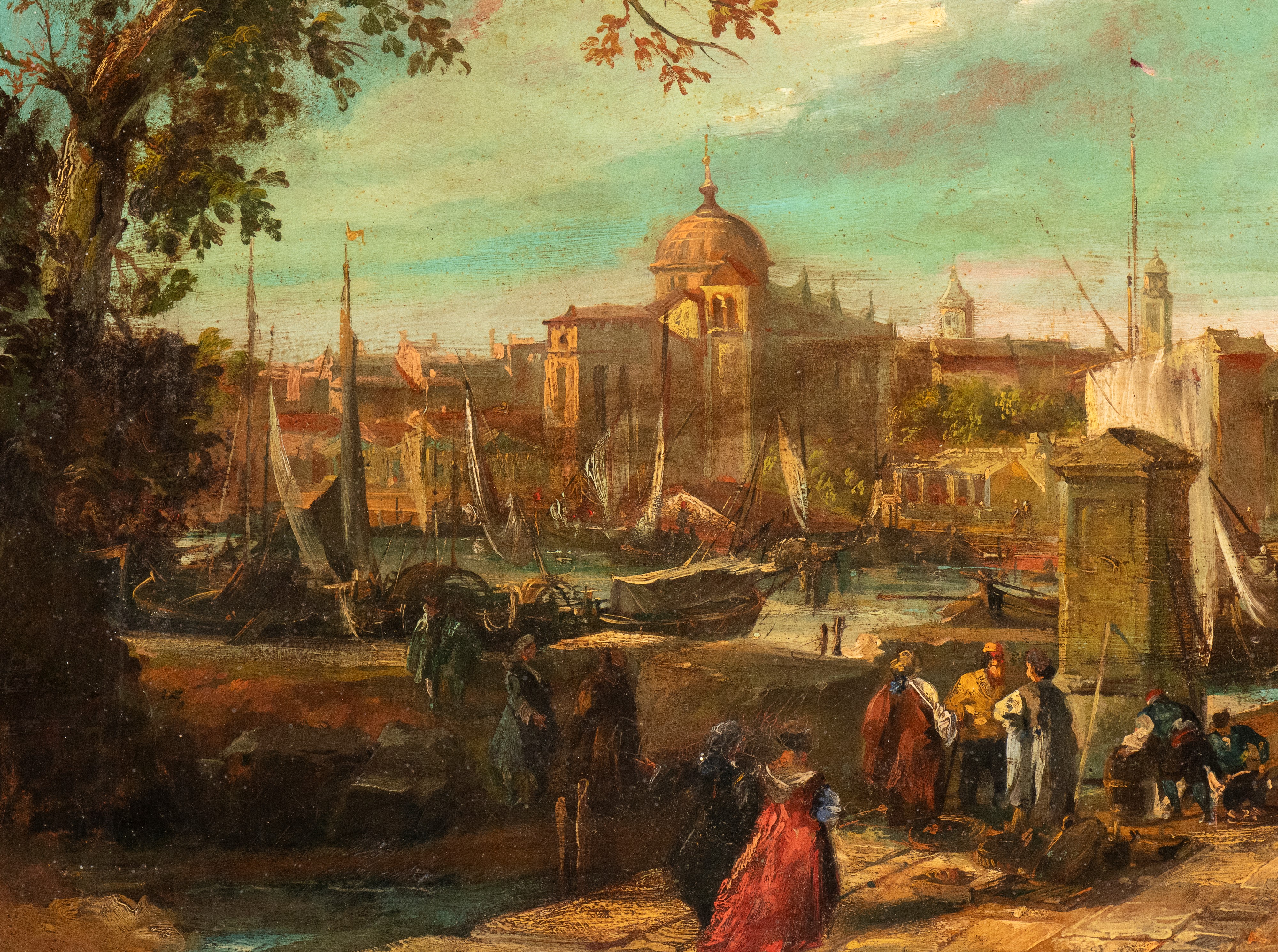 Artista Attivo in Italia, XIX Secolo - Veduta di fantasia di Venezia con la colonna di San Teodor...