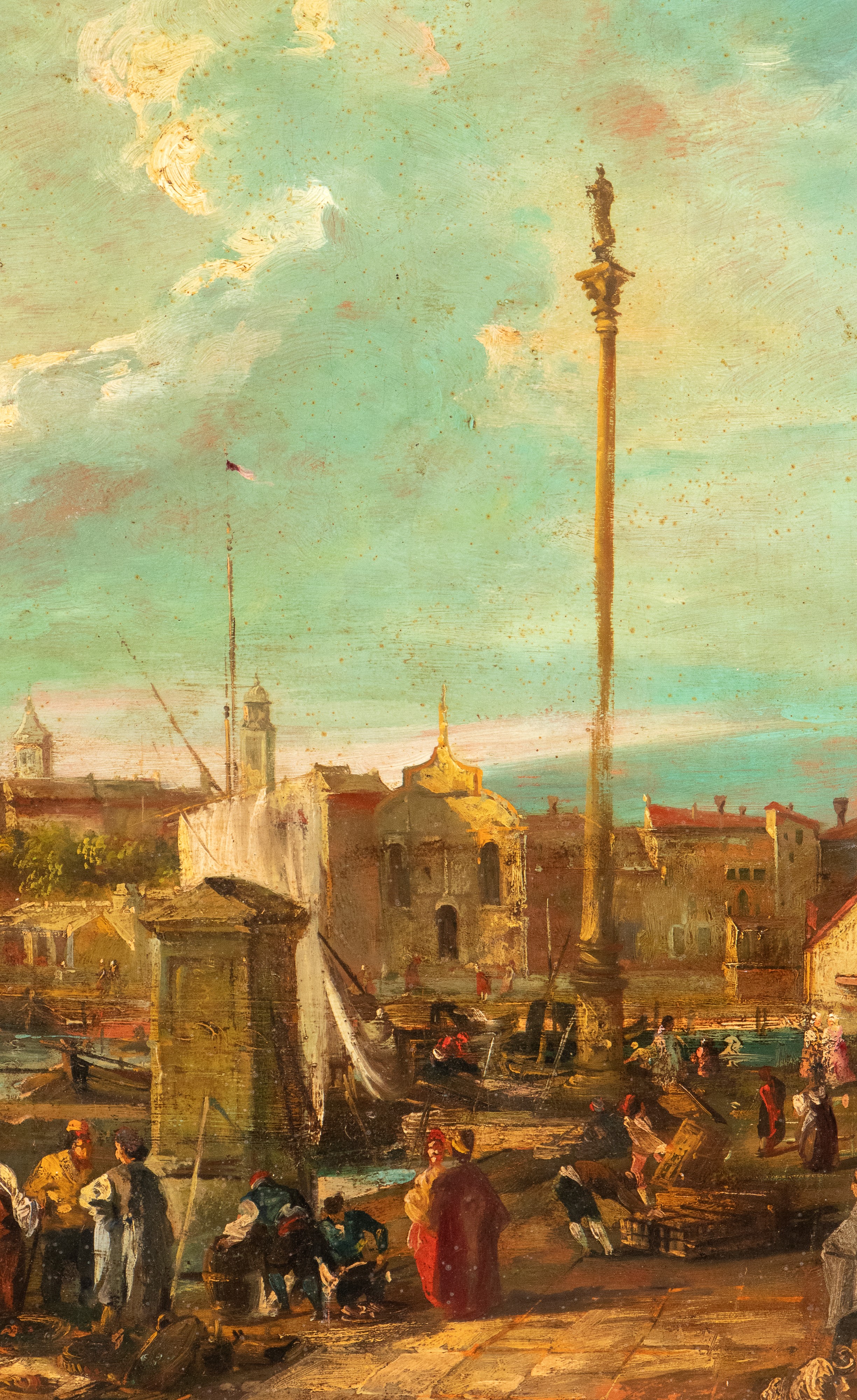Artista Attivo in Italia, XIX Secolo - Veduta di fantasia di Venezia con la colonna di San Teodor...