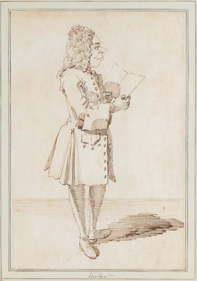 Figura in penna e inchiostro bruno su carta vergata