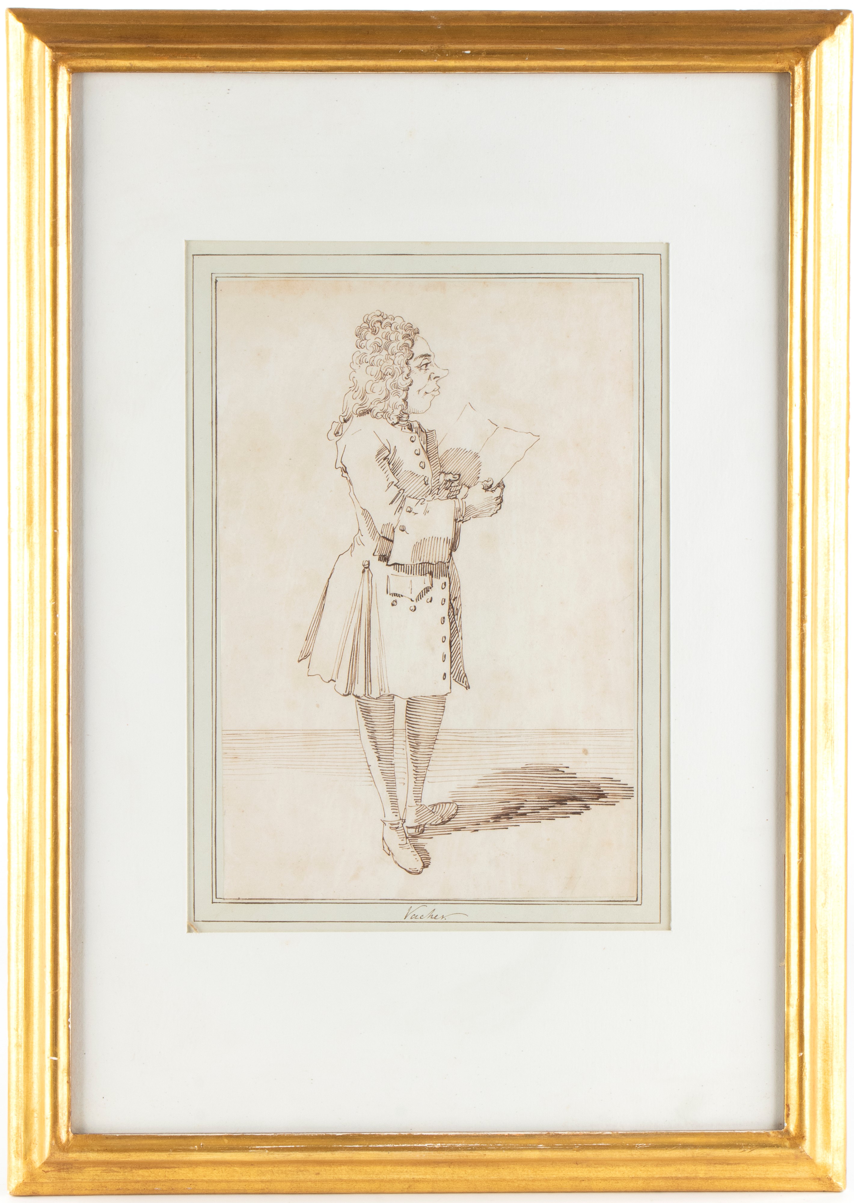 Pier Leone Ghezzi - Figura in penna e inchiostro bruno su carta vergata