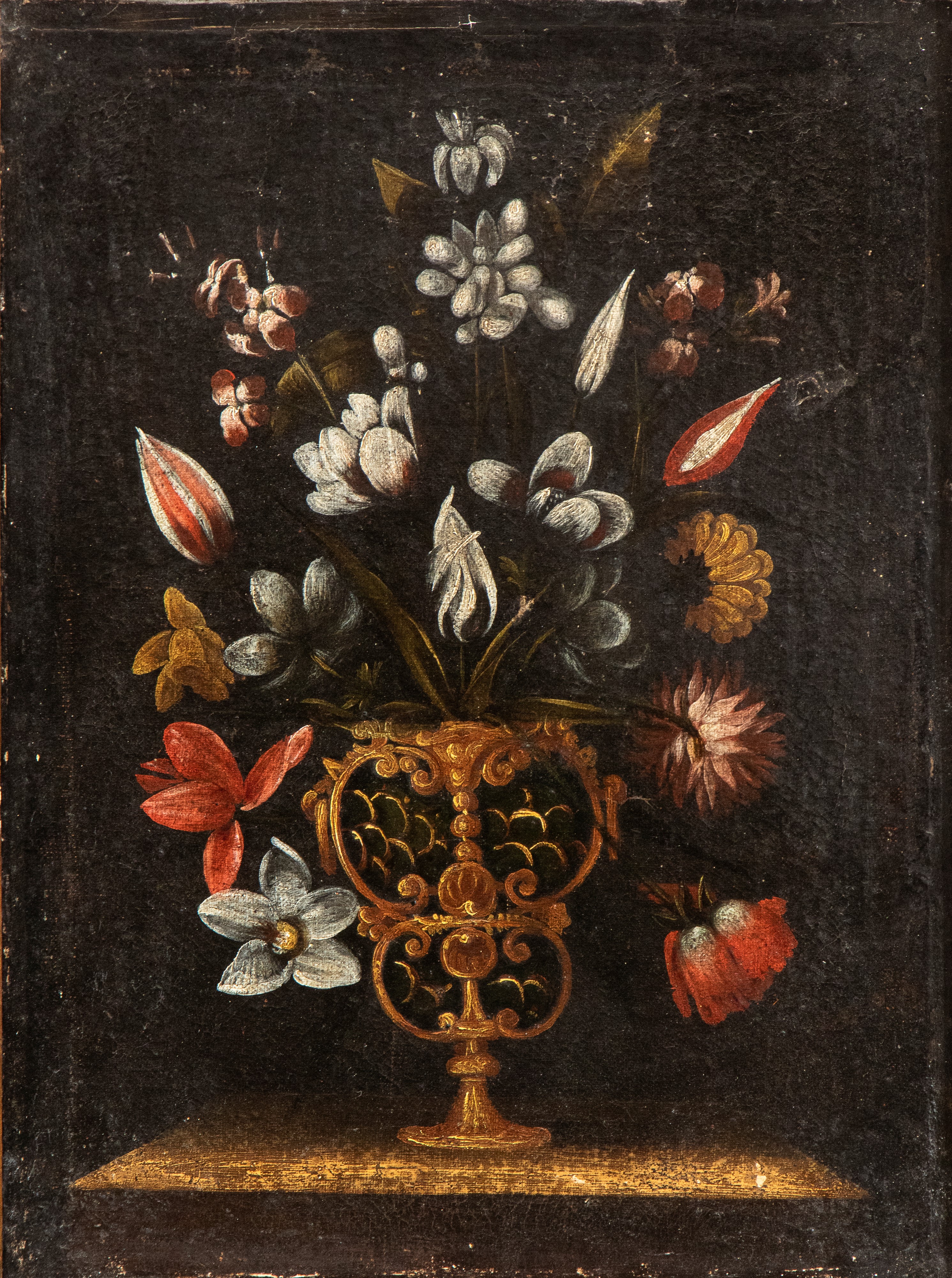 Giacomo Recco - Coppia di nature morte di fiori in un vaso