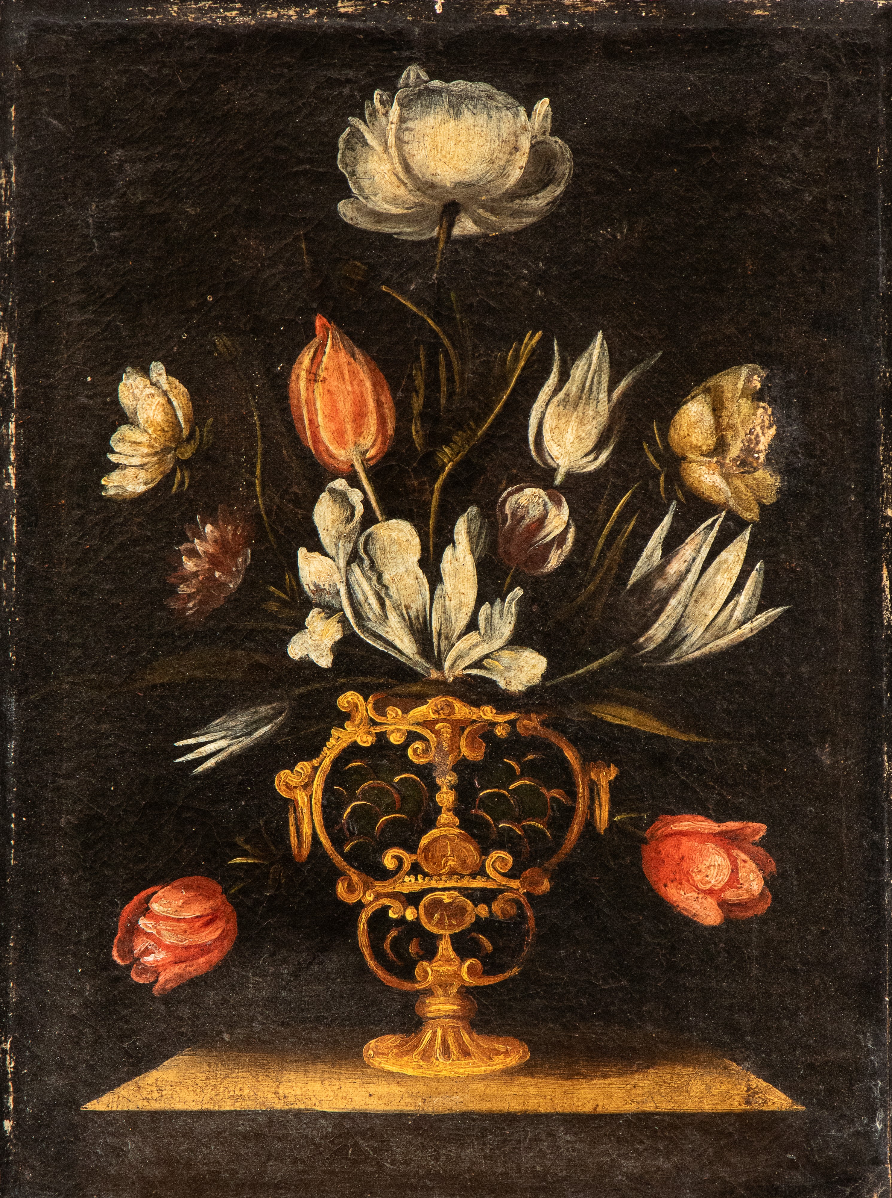 Giacomo Recco - Coppia di nature morte di fiori in un vaso